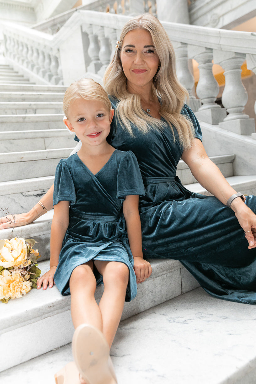 Mini Lillie Dress in Blue Velvet - FINAL SALE