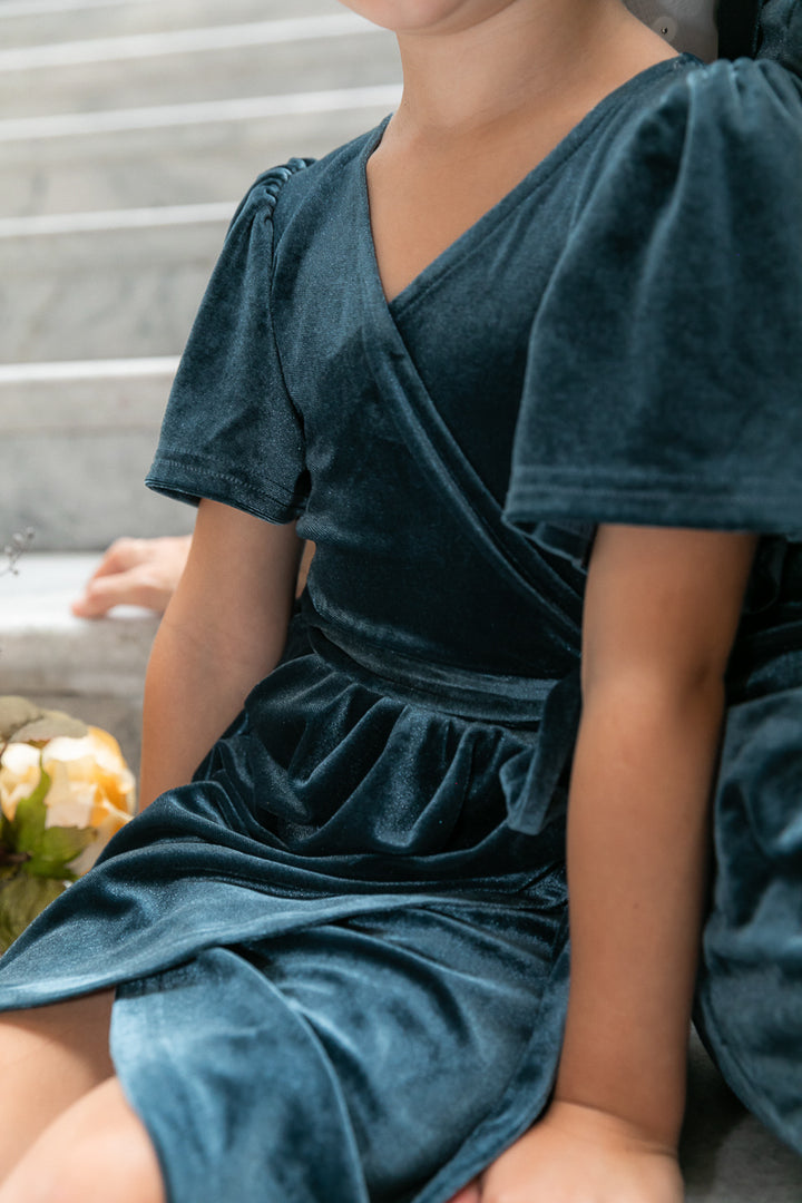 Mini Lillie Dress in Blue Velvet - FINAL SALE