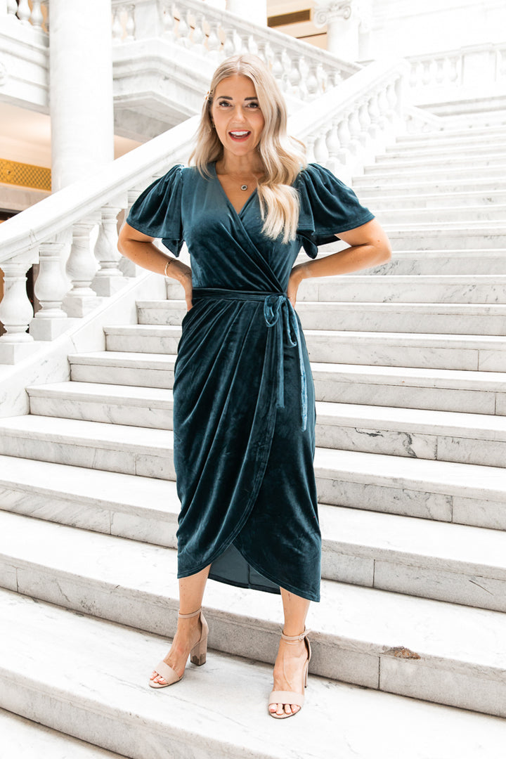 Lillie Dress in Blue Velvet - FINAL SALE