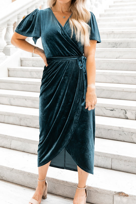 Lillie Dress in Blue Velvet