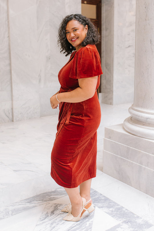 Lillie Dress in Brick Velvet