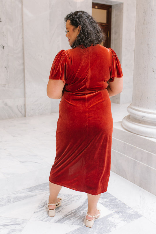 Lillie Dress in Brick Velvet