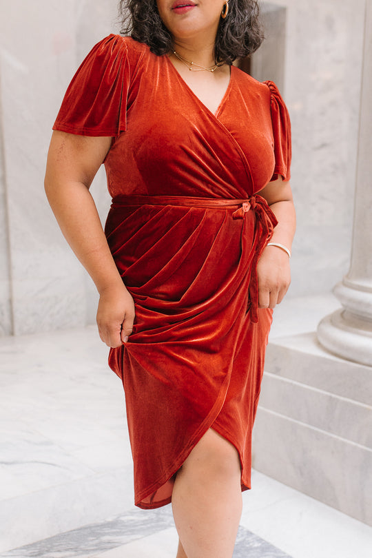 Lillie Dress in Brick Velvet