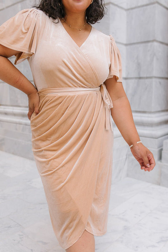 Lillie Dress in Champagne Velvet Dress - FINAL SALE-Adult