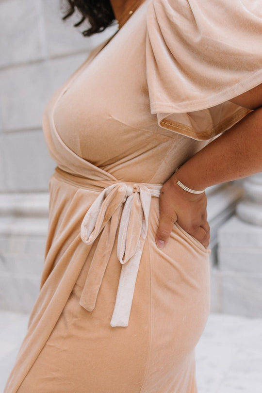 Lillie Dress in Champagne Velvet Dress - FINAL SALE-Adult
