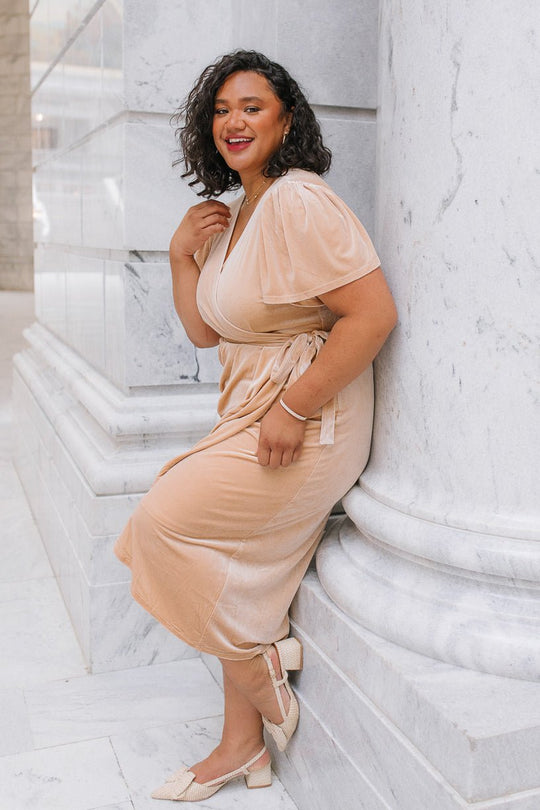 Lillie Dress in Champagne Velvet Dress - FINAL SALE-Adult