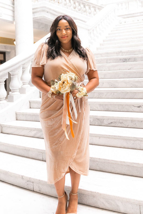 Lillie Dress in Champagne Velvet Dress - FINAL SALE-Adult