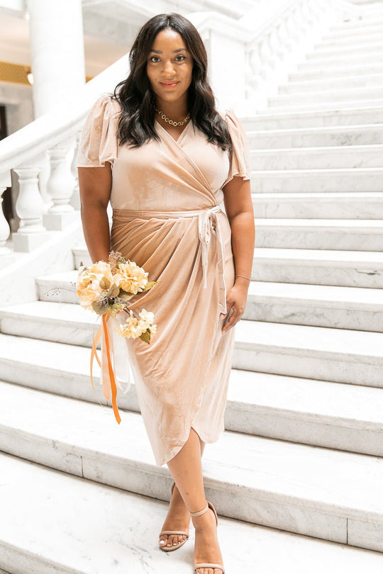 Lillie Dress in Champagne Velvet Dress - FINAL SALE-Adult