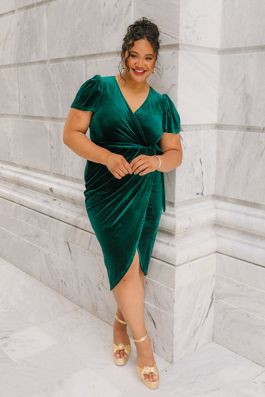 Lillie Dress in Emerald Velvet