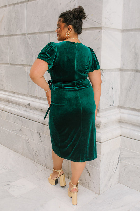 Lillie Dress in Emerald Velvet