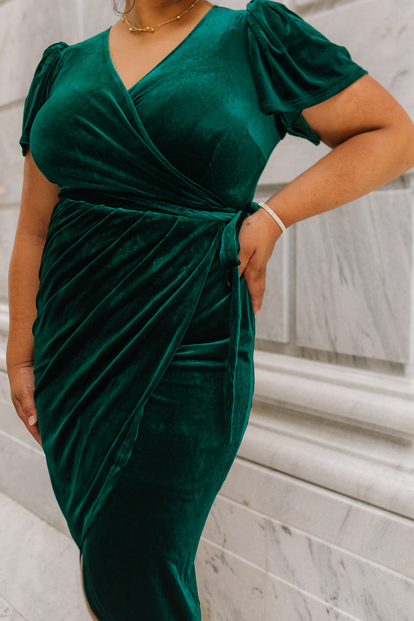 Lillie Dress in Emerald Velvet - FINAL SALE