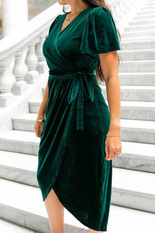Lillie Dress in Emerald Velvet