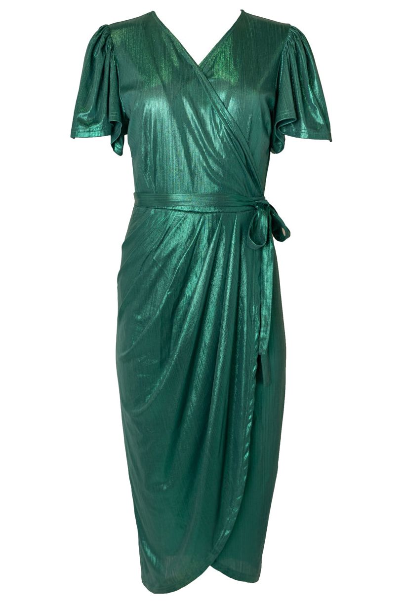 Lillie Dress in Metallic Green - FINAL SALE-Adult