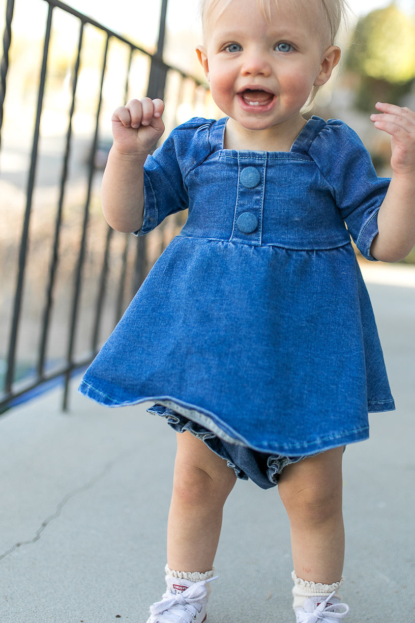 Baby Lindsay Dress in Denim - FINAL SALE