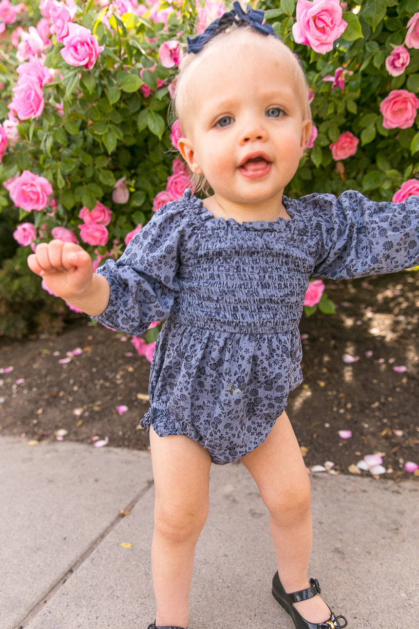 Baby Madeline Romper in Navy