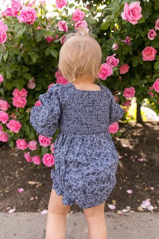 Baby Madeline Romper in Navy