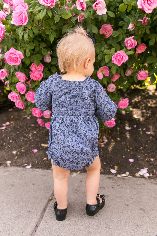 Baby Madeline Romper in Navy