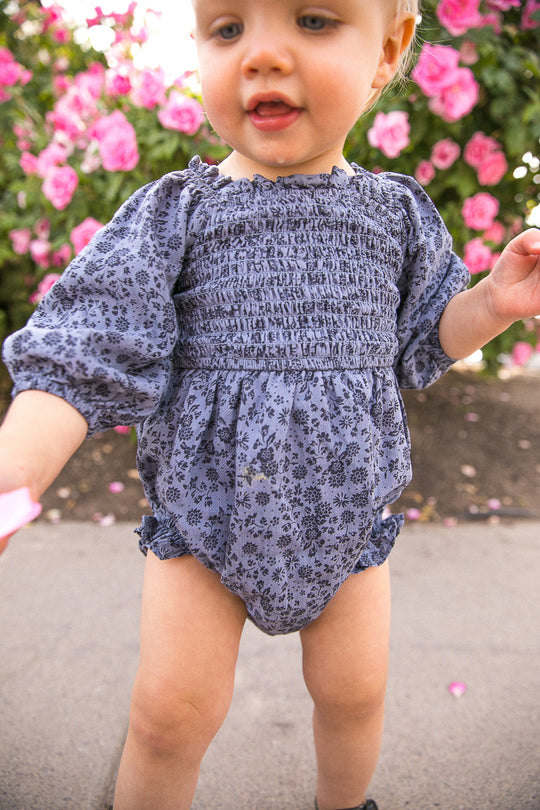 Baby Madeline Romper in Navy