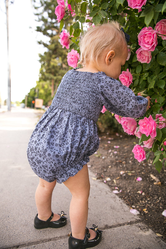 Baby Madeline Romper in Navy