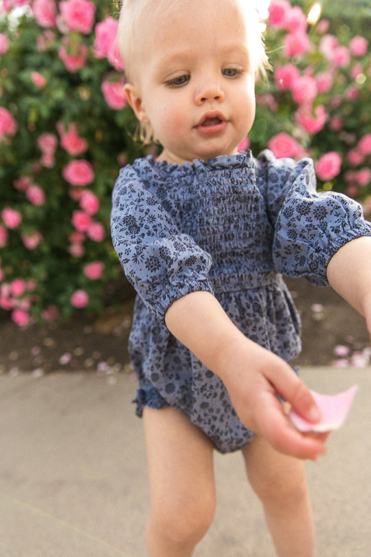 Baby Madeline Romper in Navy