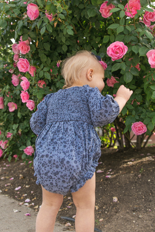 Baby Madeline Romper in Navy
