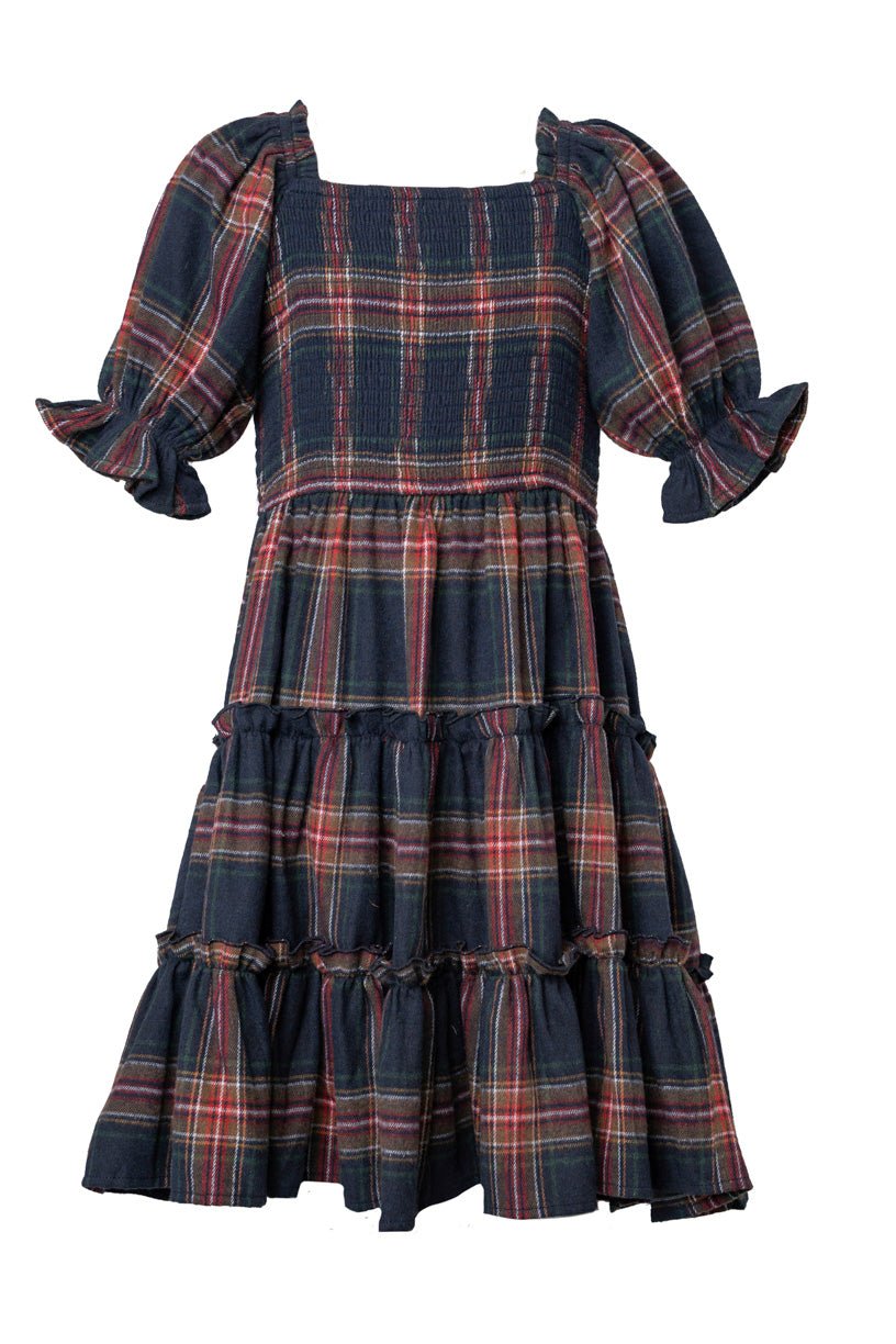 Mini Madeline Dress in Navy Plaid - FINAL SALE-Mini