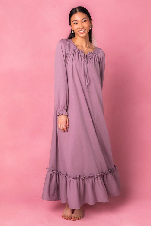 Petra Long Sleeve Night Dress in Purple