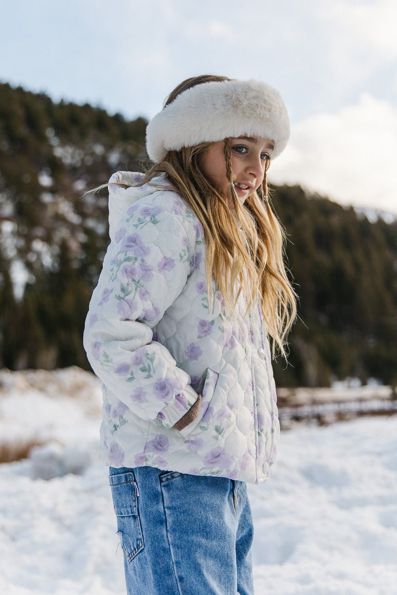 Mini Quilted Jacket in Lavender Floral-Mini