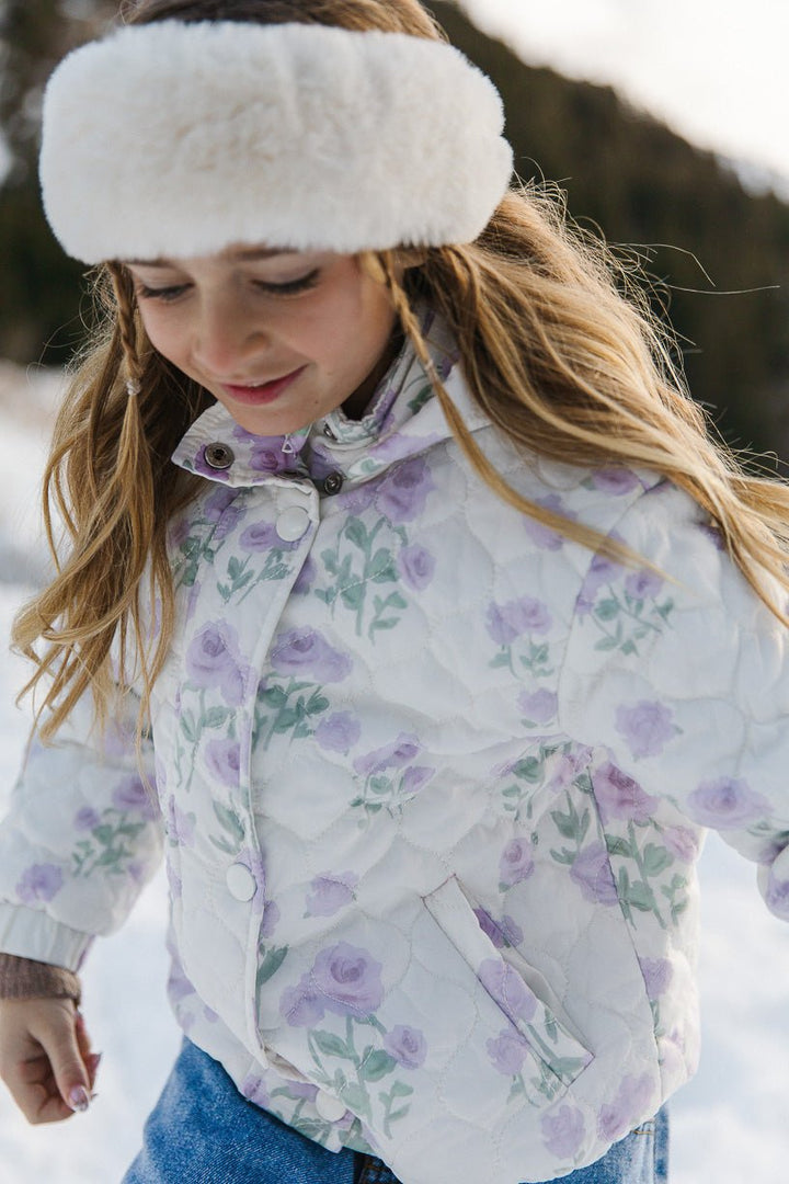 Mini Quilted Jacket in Lavender Floral-Mini