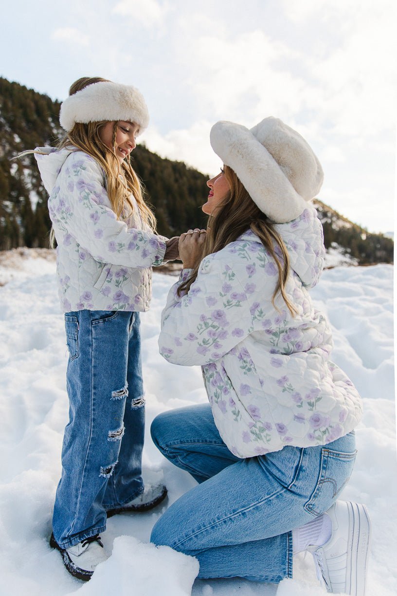 Mini Quilted Jacket in Lavender Floral-Mini