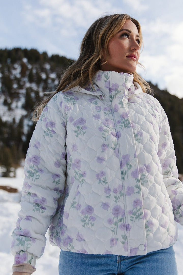 Quilted Jacket in Lavender Floral-Adult