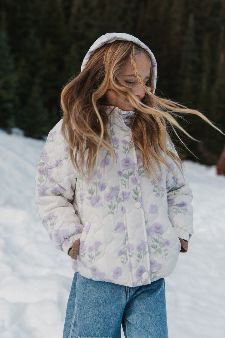 Mini Quilted Jacket in Lavender Floral-Mini