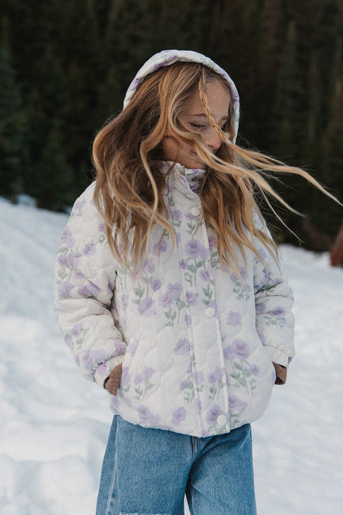 Mini Quilted Jacket in Lavender Floral