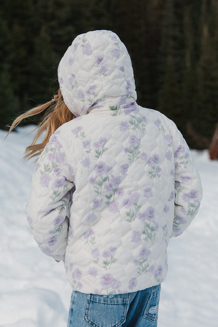 Mini Quilted Jacket in Lavender Floral-Mini