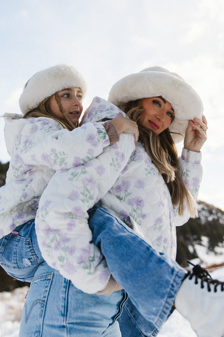 Quilted Jacket in Lavender Floral-Adult