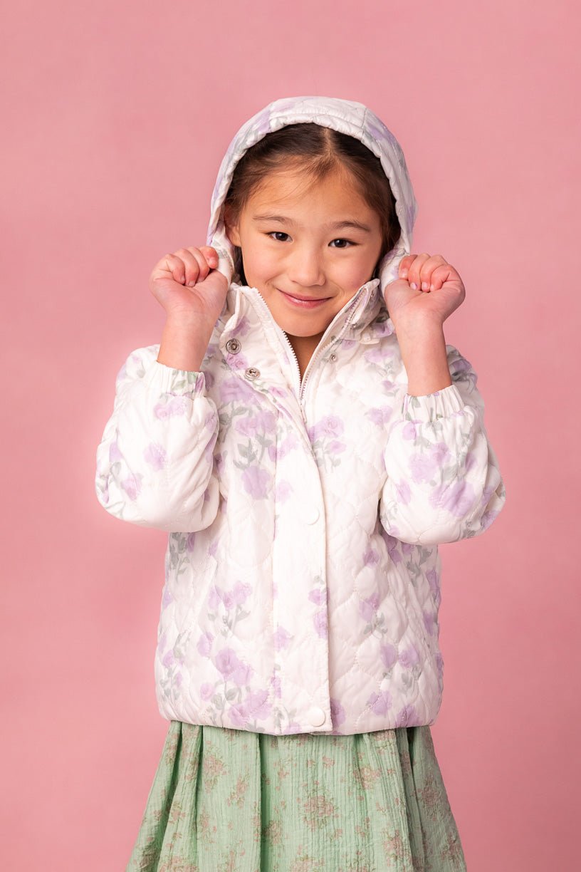 Mini Quilted Jacket in Lavender Floral-Mini