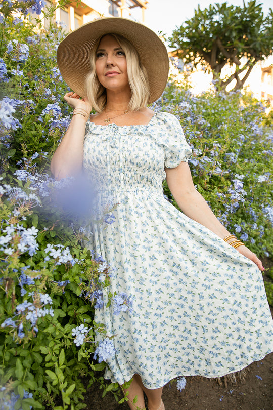 Rae Dress in Blue Floral
