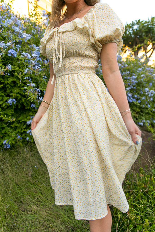 Rae Dress in Yellow Floral