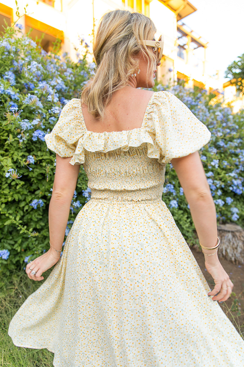 Rae Dress in Yellow Floral