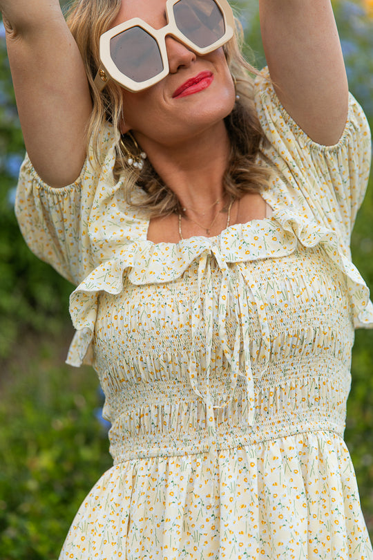Rae Dress in Yellow Floral