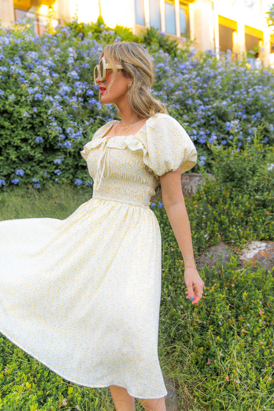 Rae Dress in Yellow Floral