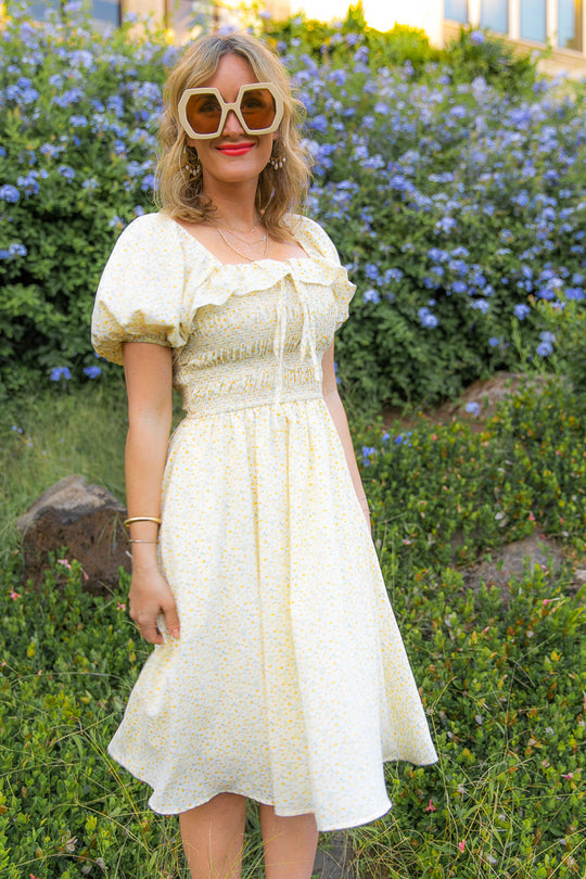Rae Dress in Yellow Floral