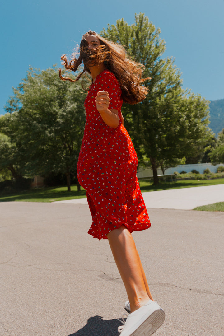 Allie Floral Dress in Red - FINAL SALE