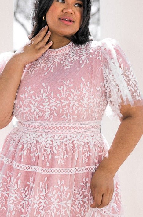 Sicily Dress with Flutter Sleeves in Pink - FINAL SALE-Adult