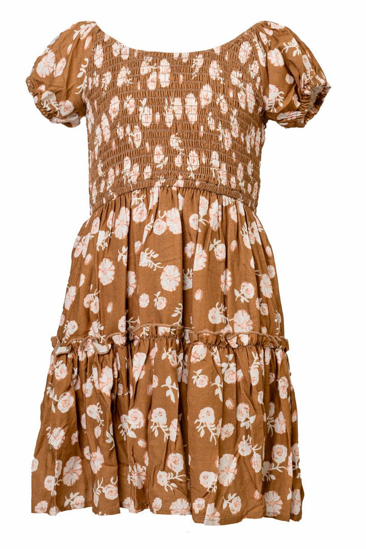 Mini Sienna Dress in Brown Floral-Mini