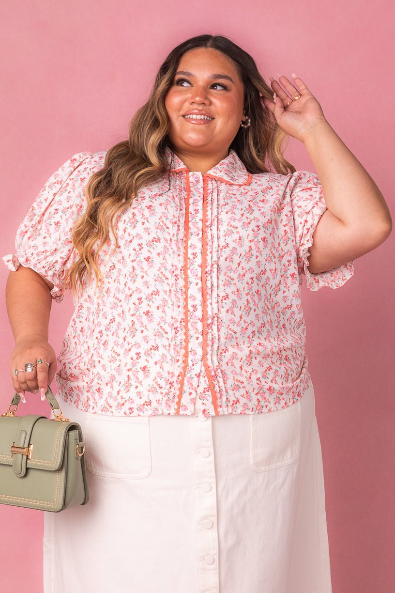 Sophia Blouse in Coral Floral - FINAL SALE