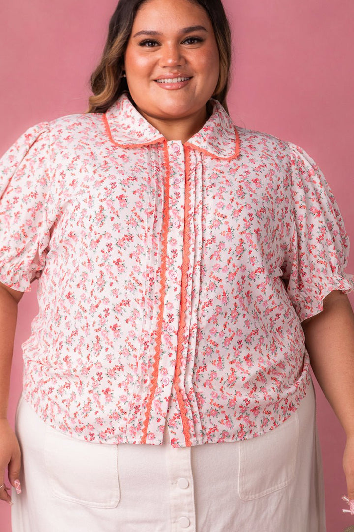 Sophia Blouse in Coral Floral - FINAL SALE