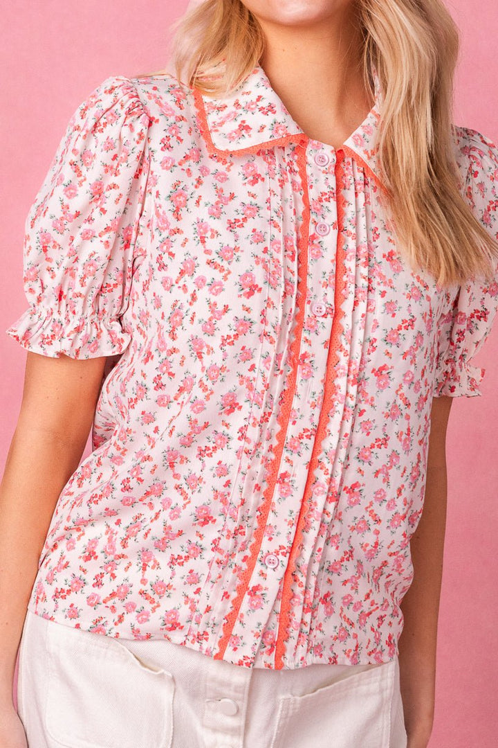 Sophia Blouse in Coral Floral - FINAL SALE