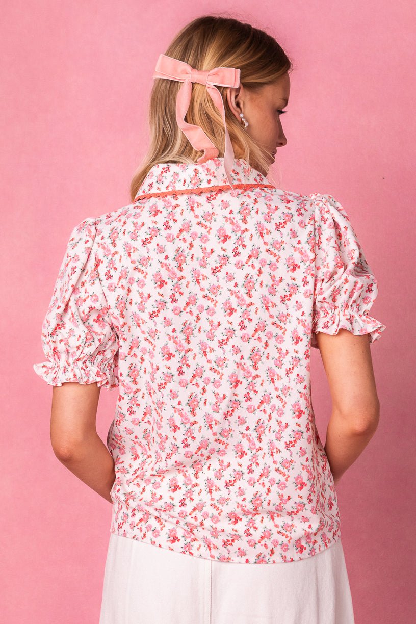 Sophia Blouse in Coral Floral - FINAL SALE