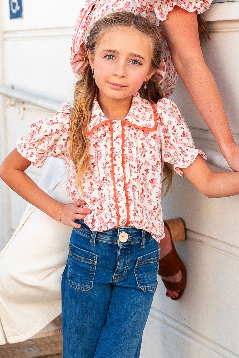 Mini Sophia Blouse in Coral Floral - FINAL SALE